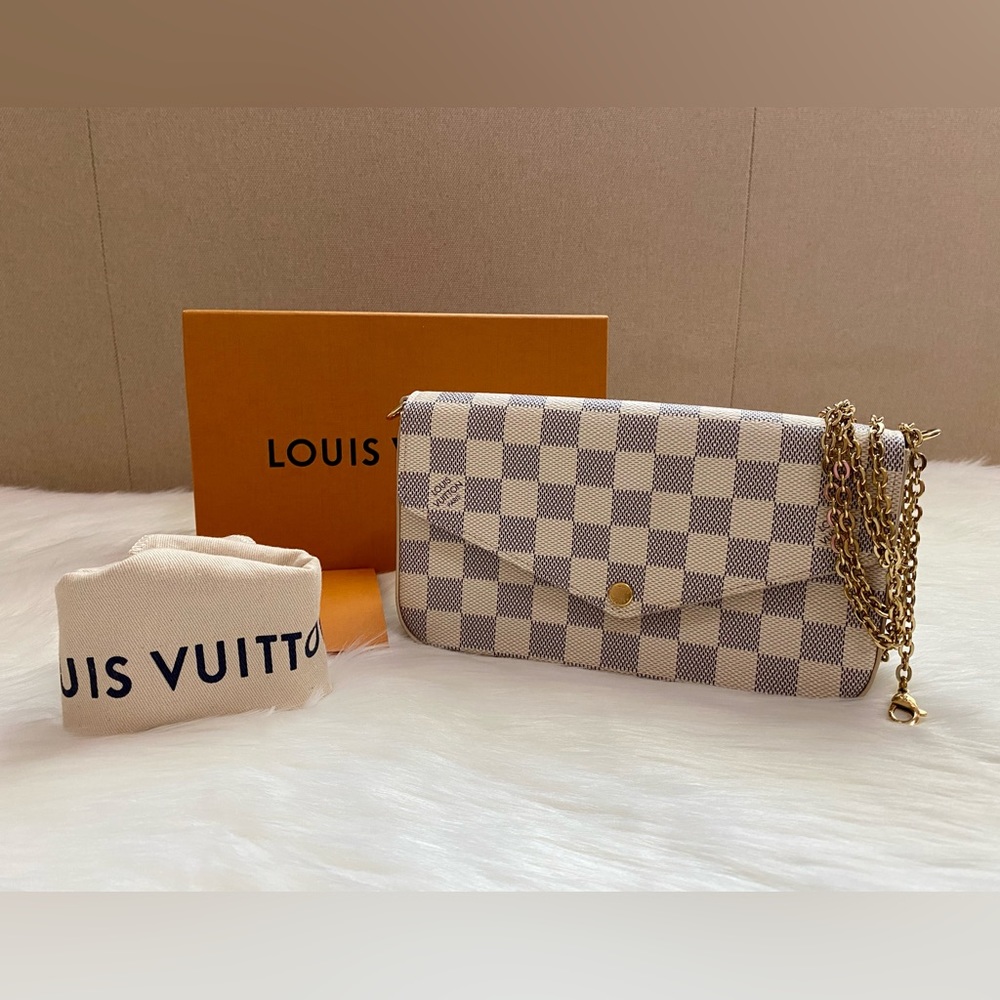 Louis Vuitton Felicie Pochette Damier Azure Canvas Pink Interior - Picture 2 of 16